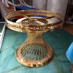 WENDING gold spiral rod-woven Greek key rim round cake stand royal tray display pedestal