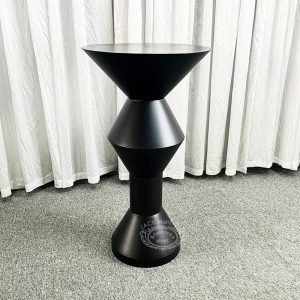 WENDING matte black hourglass high-top cocktail bar table industrial chic stand dark luxury