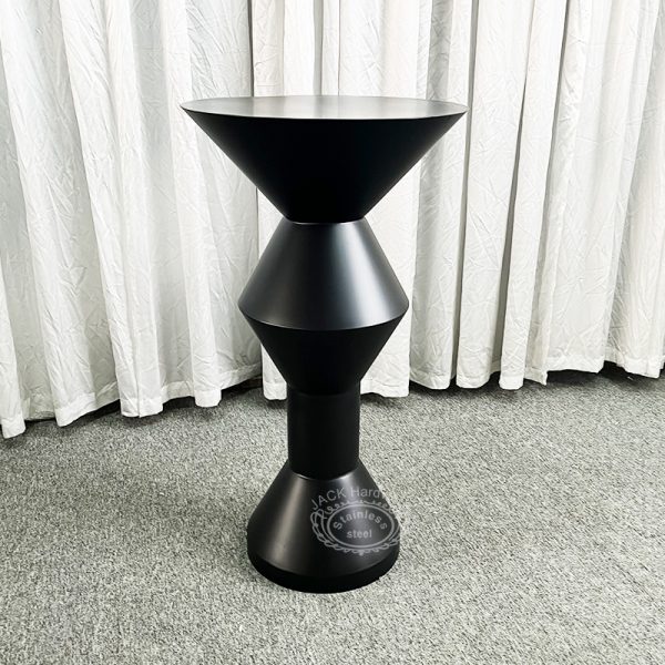 WENDING matte black hourglass high-top cocktail bar table industrial chic stand dark luxury