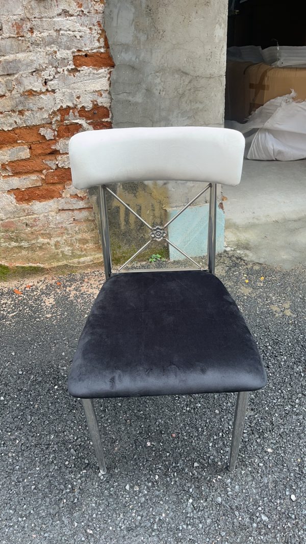 WENDING silver X-back rosette dining chair two-tone grey white modern restaurant chair