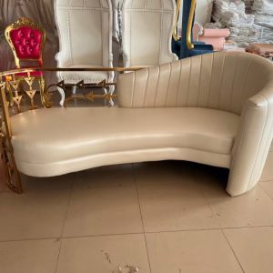 WENDING pearl white asymmetric chaise lounge gold arrow-frame luxury hotel sofa