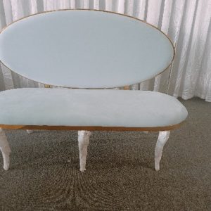 WENDING white oval-back double bench sofa minimalist gold trim hotel loveseat